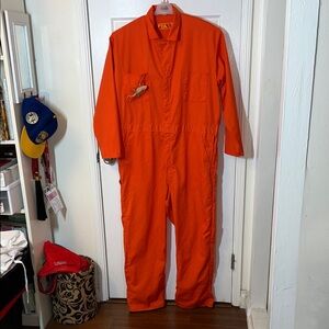 “Holes” Stanley Yelnats Bright Orange Coverall Jumpsuit Costume with Lizard Sz.